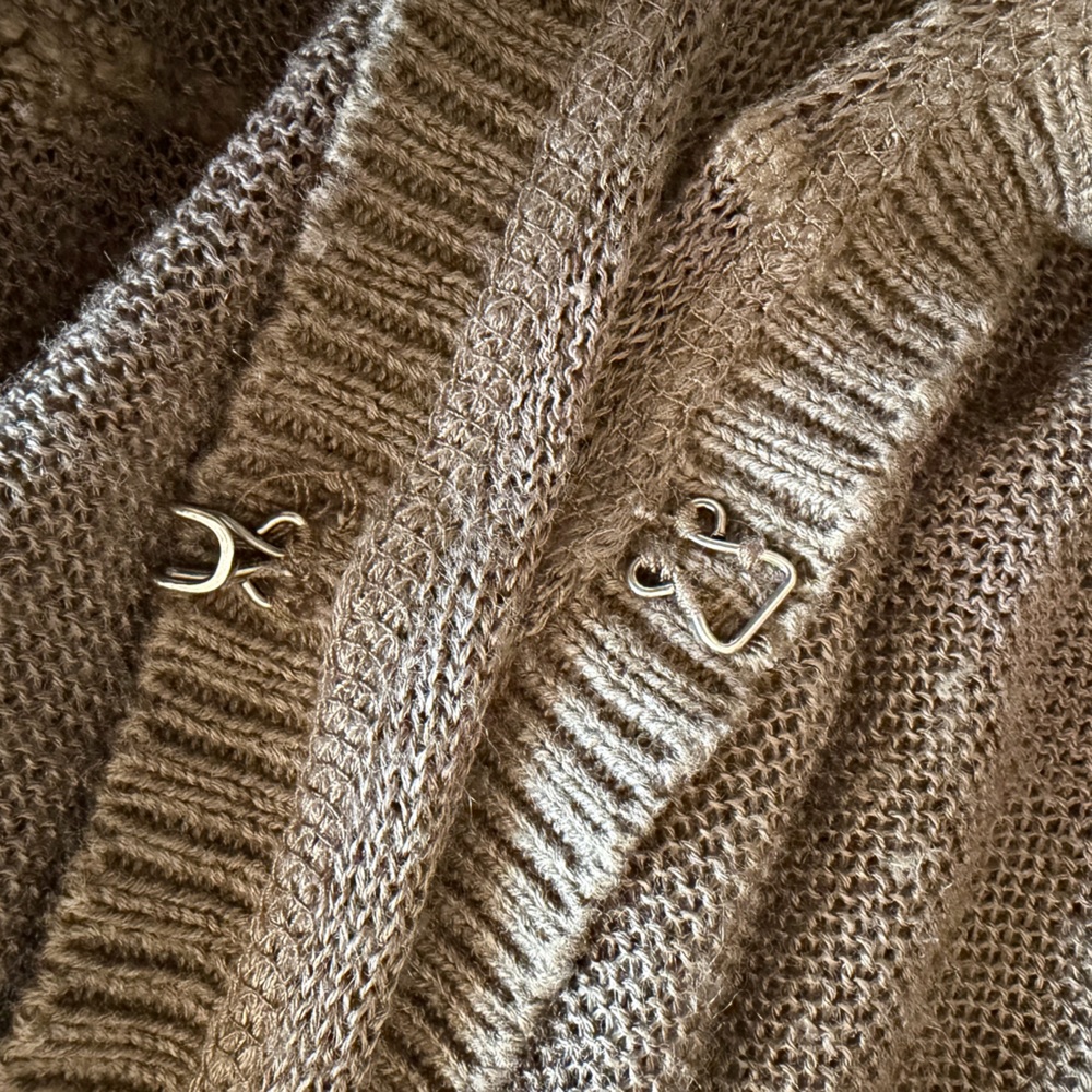 Free People Open Knit Green Brown Duster Cardigan Sweater Women’s Extra Small XS - Picture 11 of 14
